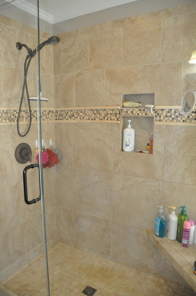 Separate Tiled Shower with Bench